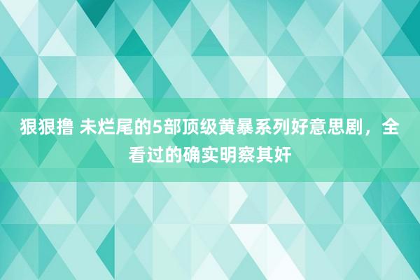 狠狠撸 未烂尾的5部顶级黄暴系列好意思剧，全看过的确实明察其奸