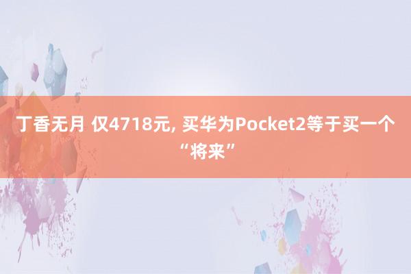 丁香无月 仅4718元， 买华为Pocket2等于买一个“将来”
