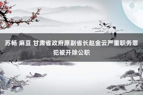 苏畅 麻豆 甘肃省政府原副省长赵金云严重职务罪犯被开除公职