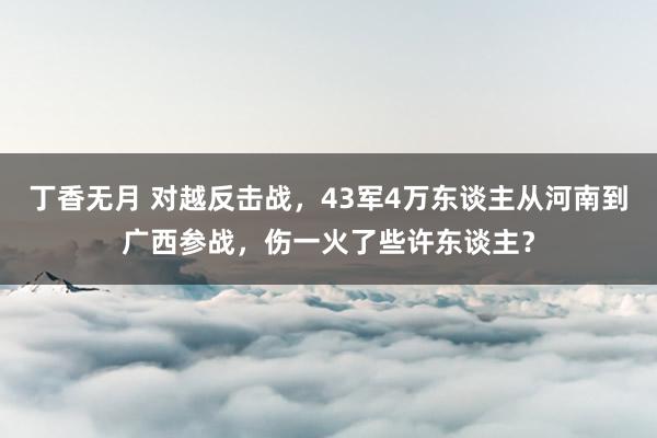 丁香无月 对越反击战，43军4万东谈主从河南到广西参战，伤一火了些许东谈主？