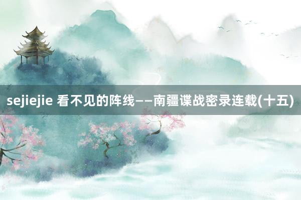 sejiejie 看不见的阵线——南疆谍战密录连载(十五)